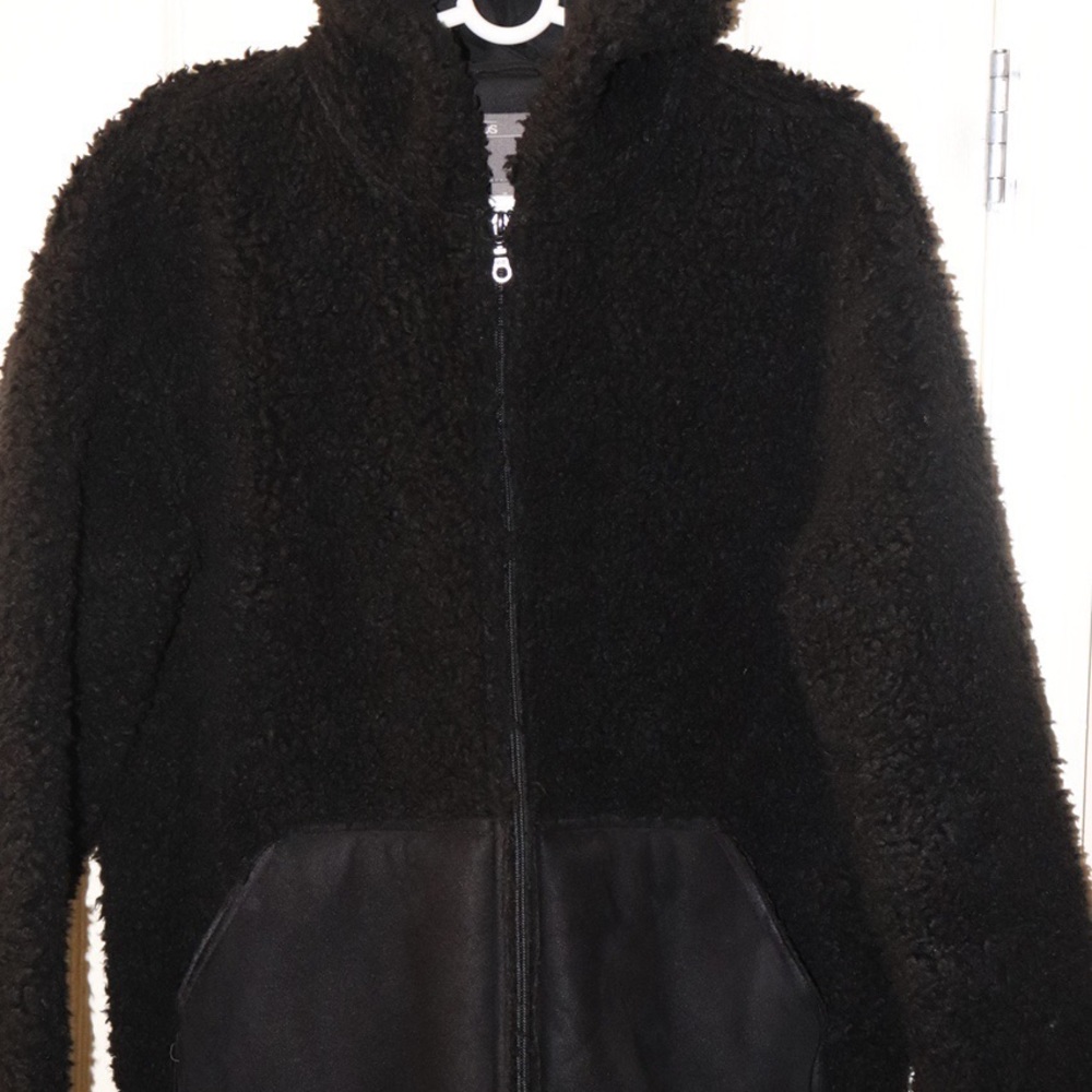 Oversized hooded Borg jacket